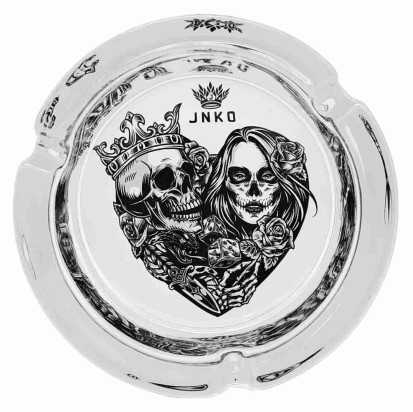 Aschenbecher Rund Glas 10cm | Chicano Tattoo-Kunstserie | Entwurf 6 | König Königin