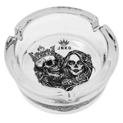 Aschenbecher Rund Glas 10cm | Chicano Tattoo-Kunstserie | Entwurf 6 | König Königin