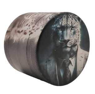 Grinder 4dílná XL | Hliník | 55 mm | Série vhodná zvířata | Design 4 | Sněžný leopard v obleku
