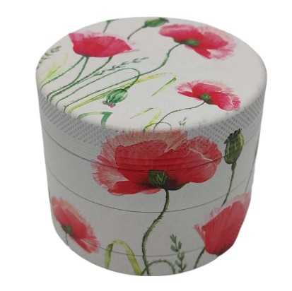Grinder 4-teilig XL | Aluminium | 55mm | Botanische Blumenserie | Entwurf 6 | Mohn