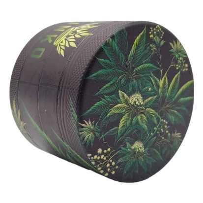 Grinder 4 Parti XL | Alluminio | 55 mm | Serie Arte sulla Cannabis | Disegno 5 | Pianta infestante 5