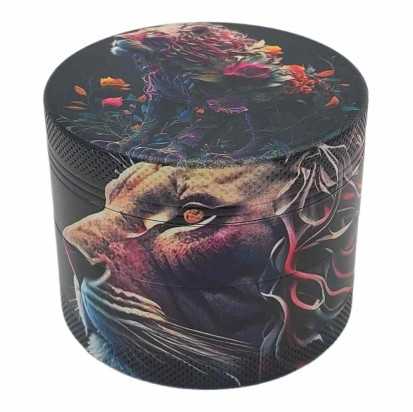 Grinder 4 Piezas XL | Aluminio | 55 mm | Serie Animales Salvajes | Diseño 8 | león 2