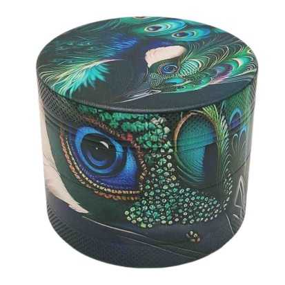 Grinder 4 Piezas XL | Aluminio | 55 mm | Serie Animales Salvajes | Diseño 10 | Pavo real