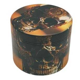 Grinder 4-Parts XL | Aluminium | 55mm | Luxury Art Series | Design 5 | Golden Skull 2