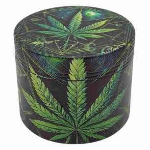 Grinder 4-Parts XL | Aluminium | 55mm | Psychedelic Series | Design 5 | Cannabis Leaf 1