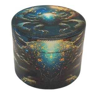 Grinder 4dílná XL | Hliník | 55 mm | Řada znamení zvěrokruhu | Design 4 | Rakovina