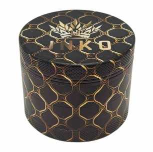 Grinder 4-częściowa XL | aluminium | 55mm | Seria sztuki abstrakcyjnej | Projekt 3 | Czarno-złoty plaster miodu