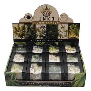 Présentoir Grinders 4 pièces XL | Aluminium | 55 mm | Série d'art sur le cannabis | Conception 1-6 | 12 pièces/affichage