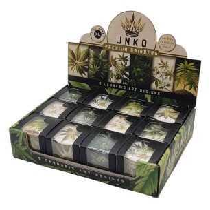 Présentoir Grinders 4 pièces XL | Aluminium | 55 mm | Série d'art sur le cannabis | Conception 1-6 | 12 pièces/affichage