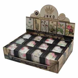 Display Grinder 4 Pezzi XL | Alluminio | 55 mm | Serie di fiori botanici | Disegno 1-6 | 12 pezzi/espositore