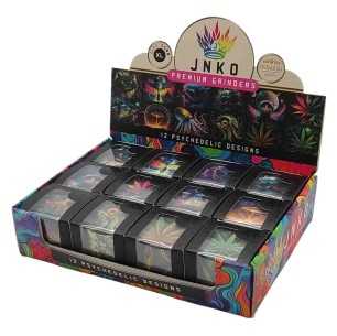 Grinders da esposizione 4 pezzi XL | Alluminio | 55 mm | Serie psichedelica | Disegno 1-12 | 12 pezzi/espositore