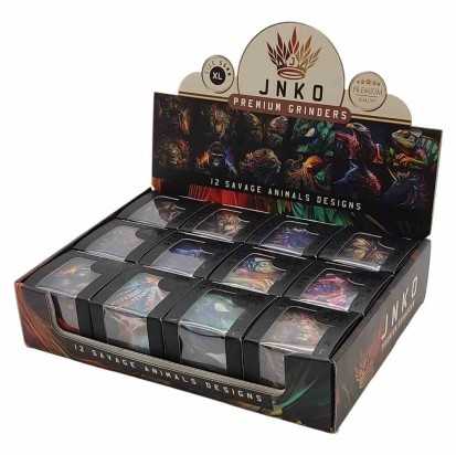 Display Grinders 4 Pezzi XL | Alluminio | 55 mm | Serie Animali selvaggi | Disegno 1-12 | 12 pezzi/espositore