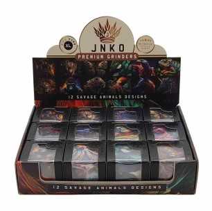Display Grinders 4 Pezzi XL | Alluminio | 55 mm | Serie Animali selvaggi | Disegno 1-12 | 12 pezzi/espositore