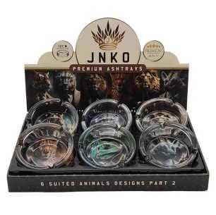Display Asbakken Rond Glas 10cm | Suited Animals Serie 2 | Design 7-12 | 6st/Display
