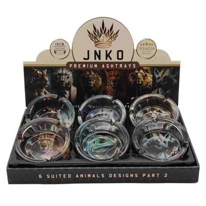 Display Asbakken Rond Glas 10cm | Suited Animals Serie 2 | Design 7-12 | 6st/Display