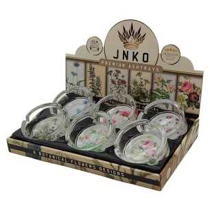 Display Popielniczki Okrągłe Szklane 10cm | Seria kwiatów botanicznych | Projekt 1-6 | 6 sztuk/wyświetlacz