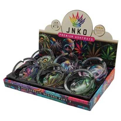 Display Popielniczki Okrągła Szklana 10cm | Seria psychodeliczna 2 | Projekt 7-12 | 6 sztuk/wyświetlacz