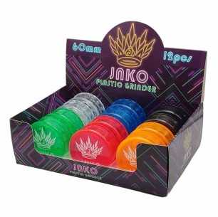 Display Grinders 2-Delig XL | Plastic | 60mm | 12 Stuks | Diverse Kleuren