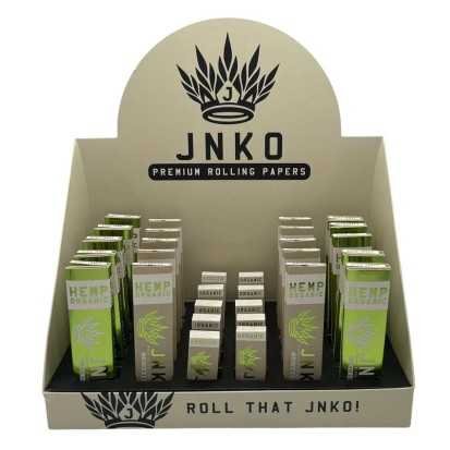 Esposizione di cartine di canapa organica JNKO + filtri | Miscela di 30 pezzi / display