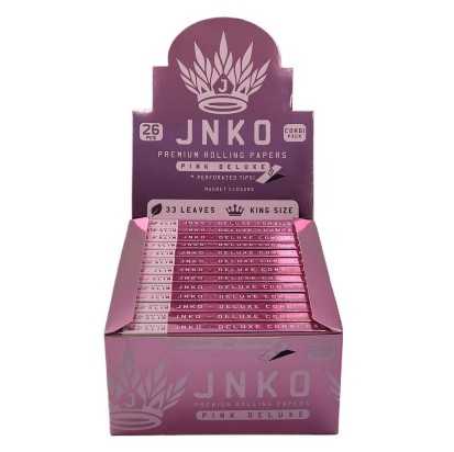 Displej JNKO Pink Deluxe Rolling Papers | Kombinovaný balíček | Listy + Tipy 33ks | Zavírání na magnet | 26ks/displej