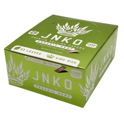 Afficher Feuilles à rouler en chanvre biologique JNKO | Pack combiné | Feuilles + Cartons 33pcs | Fermeture magnétique | 26 pièc